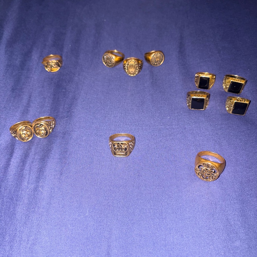 12 set of gold styled y2k rings gold